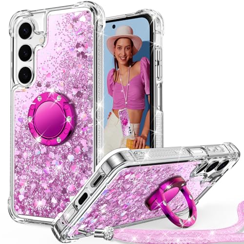 Unlicaku für Samsung Galaxy S24 FE Hülle mit Band, Handyhülle Ring Frauen Mädchen Bling Sparkle Glitter Cute Case, Ring Ständer Schutzhülle für Samsung S24 FE, Rosa Unlicaku für Samsung Galaxy S24 FE Hülle mit Band, Handyhülle Ring Frauen Mädchen Bling Sparkle Glitter Cute Case, Ring Ständer Schutzhülle für Samsung S24 FE, Rosa von Unlicaku