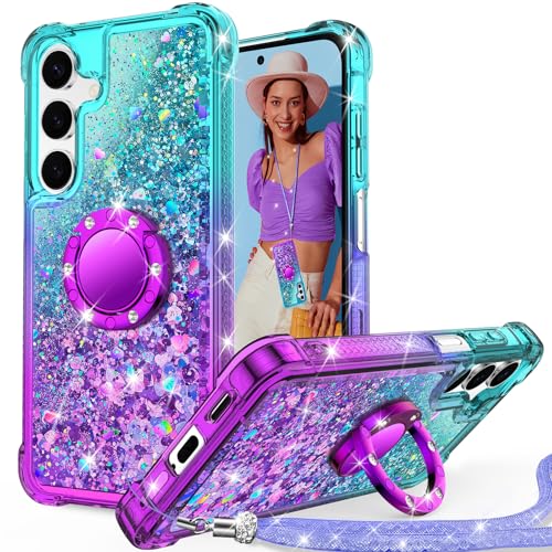 Unlicaku für Samsung Galaxy S24 FE Hülle mit Band, Ring Ständer HandyHülle Handykette Frauen Mädchen Glitzer Silikon Flüssigkeit Schutzhülle für Samsung S24 FE, Lila Unlicaku für Samsung Galaxy S24 FE Hülle mit Band, Ring Ständer HandyHülle Handykette Frauen Mädchen Glitzer Silikon Flüssigkeit Schutzhülle für Samsung S24 FE, Lila von Unlicaku