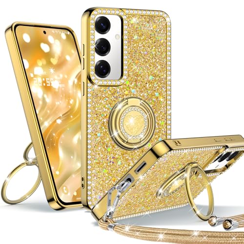 Unlicaku für Samsung Galaxy S24 Hülle mit Band, Handyhülle mit Herzen Doppelring Ständer Luxus Glitzer Frauen Mädchen Elektroplattiert Schutzhülle für Samsung S24 Case, Gold Unlicaku für Samsung Galaxy S24 Hülle mit Band, Handyhülle mit Herzen Doppelring Ständer Luxus Glitzer Frauen Mädchen Elektroplattiert Schutzhülle für Samsung S24 Case, Gold von Unlicaku