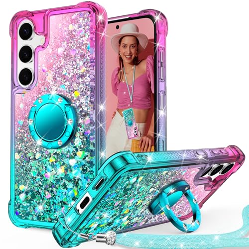Unlicaku für Samsung Galaxy S24 Hülle mit Band, Ring Ständer HandyHülle Handykette Frauen Mädchen Glitzer Silikon Flüssigkeit Schutzhülle für Samsung S24, Grün Unlicaku für Samsung Galaxy S24 Hülle mit Band, Ring Ständer HandyHülle Handykette Frauen Mädchen Glitzer Silikon Flüssigkeit Schutzhülle für Samsung S24, Grün von Unlicaku