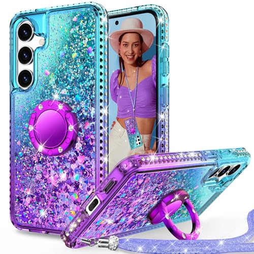 Unlicaku für Samsung Galaxy S24 Hülle mit Band, Ring Ständer HandyHülle Handykette Frauen Mädchen Glitzer Silikon Flüssigkeit Schutzhülle für Samsung S24, Lila Unlicaku für Samsung Galaxy S24 Hülle mit Band, Ring Ständer HandyHülle Handykette Frauen Mädchen Glitzer Silikon Flüssigkeit Schutzhülle für Samsung S24, Lila von Unlicaku
