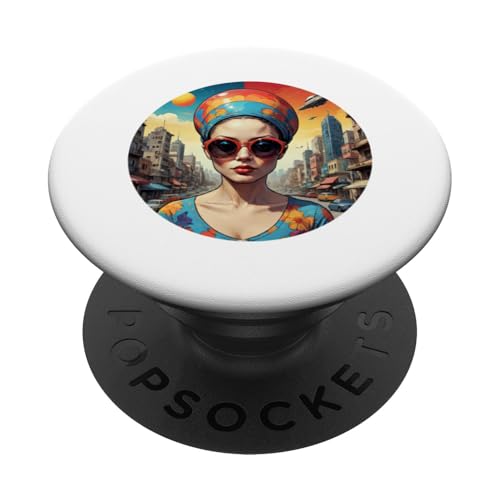 Damen Bunt Abstrakt mit Solarbrille PopSockets Klebender PopGrip von UnluckyStore
