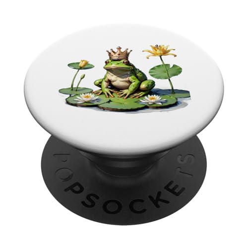 Lily Pad Sovereign: Krönter Frosch Majestät PopSockets Klebender PopGrip von UnluckyStore