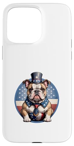 Rot, Weiß und Bulldogge: Stolzer Patriot Hülle für iPhone 15 Pro Max von UnluckyStore