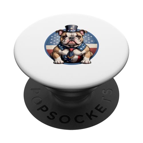 Rot, Weiß und Bulldogge: Stolzer Patriot PopSockets Klebender PopGrip von UnluckyStore