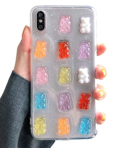 UnnFiko 3D Clear Case Compatible with iPhone X/iPhone Xs, Super Cute Cartoon Characters, Funny Creative Soft Protective Case Cover (Bears, iPhone X/Xs) von UnnFiko