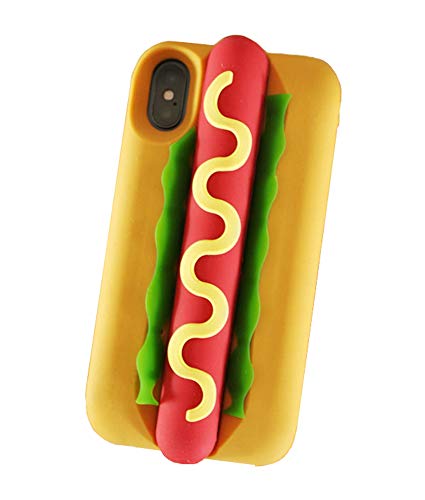 UnnFiko 3D-Silikonhülle, kompatibel mit iPhone Xs Max, Retro-Stil, klassisch, kreativ, weiche Gummi-Schutzhülle, cool, lustig, dick, Schutzhülle mit Standfunktion (Hot Dog, iPhone Xs Max) von UnnFiko