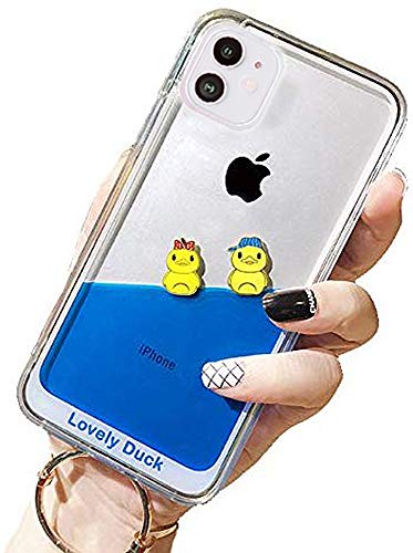 UnnFiko Dynamic Blue Liquid Floating Case Kompatibel mit iPhone 7 Plus/iPhone 8 Plus, Gelbe Enten und Piratenschiff, flexibel, weiche Gummihülle mit Quicksand Cover, iPhone 11, Two Ducks von UnnFiko
