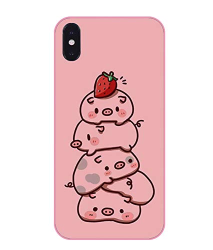 UnnFiko Ferkel iPhone Schutzhülle, kompatibel mit iPhone 7 Plus/iPhone 8 Plus, süßes 3D-Cartoon-Tier, weiche Silikon-Schutzhülle für Mädchen Frauen, iPhone X / Xs, Strawberry Pig von UnnFiko