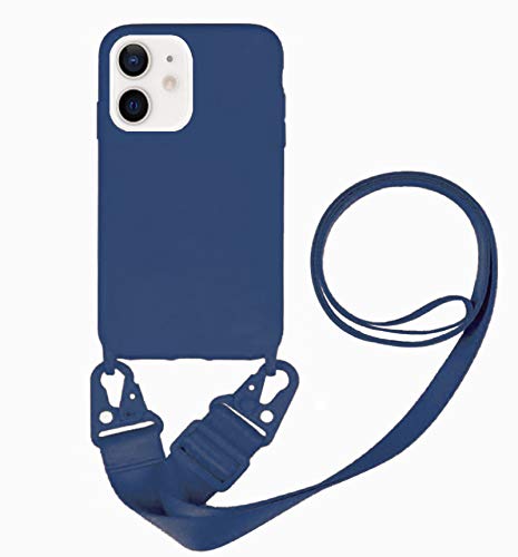 UnnFiko Silikon-Hülle kompatibel mit iPhone 12 Pro, verstellbare Crossbody Halskette, Umhängeband Schutzhülle (dunkelblau, iPhone 12 Pro) von UnnFiko
