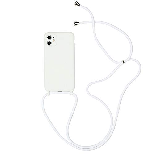 UnnFiko Silikon-Schutzhülle kompatibel mit iPhone 12 Mini, verstellbare Crossbody Halskette, Umhängeband, Schutzhülle (weiß, iPhone 12 Mini) von UnnFiko