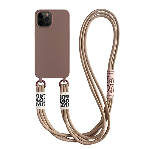 UnnFiko Silikon iPhone Hülle mit Telefon Lanyard, Lange Crossbody Strap, Universal Lanyard Umhängeband Schutzhülle Case Cover (Braun, iPhone 7 Plus / 8 Plus) von UnnFiko