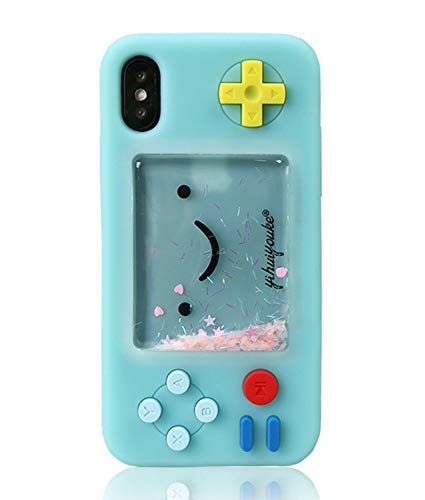 UnnFiko Squishy 3D Cartoon Game Hülle Kompatibel mit iPhone 6 Plus/iPhone 6s Plus, Kreative Liquid Stars Funny Play Case Weiche Gummi Schutzhülle für Mädchen Frauen (Blau) von UnnFiko