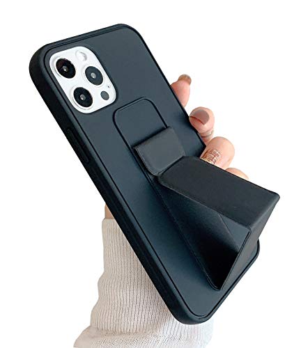 UnnFiko Ständer Halter Hülle Kompatibel mit iPhone X/Xs, Faltbare Kickstand Design, Weiche Silikon Schutzhülle mit Handhalter (Schwarz, iPhone X/iPhone Xs) von UnnFiko