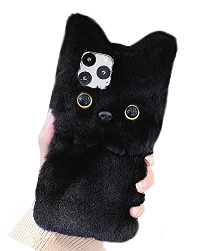 UnnFiko Winter Weiche Warme Plüsch Hülle Kompatibel mit iPhone 13, Niedliche Katze Flauschiges Tier Flauschiges Pelz Handgemachte Case Covers für Mädchen Frauen (Plüsch Kätzchen Schwarz, iPhone 13) UnnFiko Winter Weiche Warme Plüsch Hülle Kompatibel mit iPhone 13, Niedliche Katze Flauschiges Tier Flauschiges Pelz Handgemachte Case Covers für Mädchen Frauen (Plüsch Kätzchen Schwarz, iPhone 13) von UnnFiko