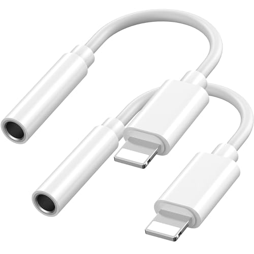 Unnderwiss Adapter für i Phone,【MFi Zertifiziert】 Lightning auf 3.5-mm-Kopfhöreranschluss,Aux-Adapter, Dongle, Audio-Kopfhörer-Konverter Kompatibel mit i Phone14Pro/14/13/12/SE/11/X/XS/8/7（2 Pack） von Unnderwiss