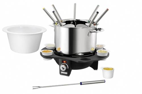 Unold Elegance Fondue 1000W mit manueller Temperatureinstellung Edelstahl, Schwarz von Unold