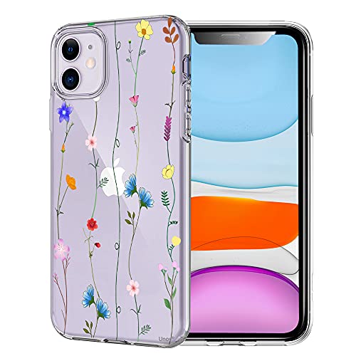 Unov Case Compatible with iPhone 11 Case Clear with Pattern Slim Protective Soft TPU Bumper Embossed Design 6.1 Inch (Floral Art) von Unov