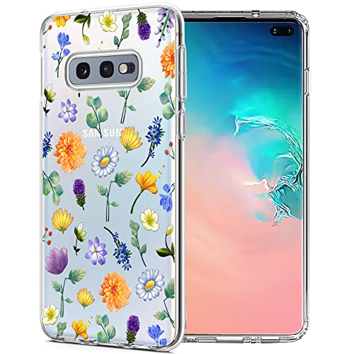 Unov Hülle Kompatibel mit Galaxy S10e Hülle klar Transparent Schlanke Schutzhülle Weich TPU Stoßstange Geprägtes das Muster Stoßdämpfung 5.8 Zoll (Blumen Garten) von Unov