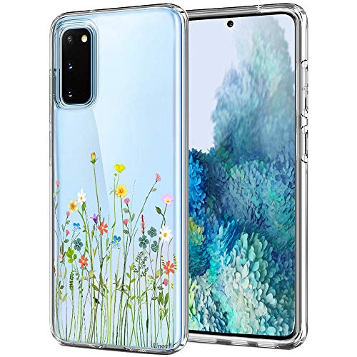 Unov Hülle Kompatibel mit Galaxy S20 Hülle klar Transparent Schlanke Schutzhülle Weich TPU Stoßstange Geprägtes das Muster Stoßdämpfung 6.2 Zoll (Blumen Blumenstrauß) von Unov