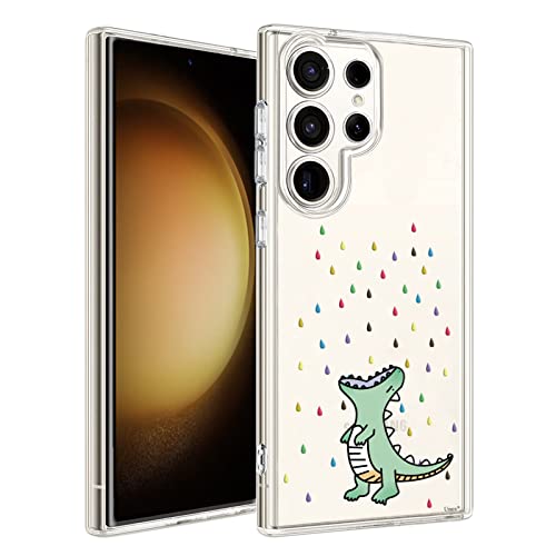 Unov Hülle Kompatibel mit Galaxy S23 Ultra Hülle klar Transparent Schlanke Schutzhülle Weich TPU Stoßstange Geprägtes das Muster Stoßdämpfung 6.8 Zoll (Regenbogen Dinosaurier) von Unov