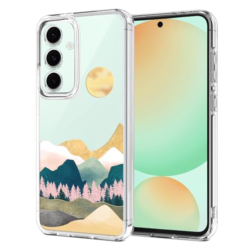 Unov Hülle Kompatibel mit Galaxy S24 FE Hülle klar Transparent Schlanke Schutzhülle Weich TPU Stoßstange Geprägtes das Muster Stoßdämpfung 6.7 Zoll (Sierra Berge) von Unov