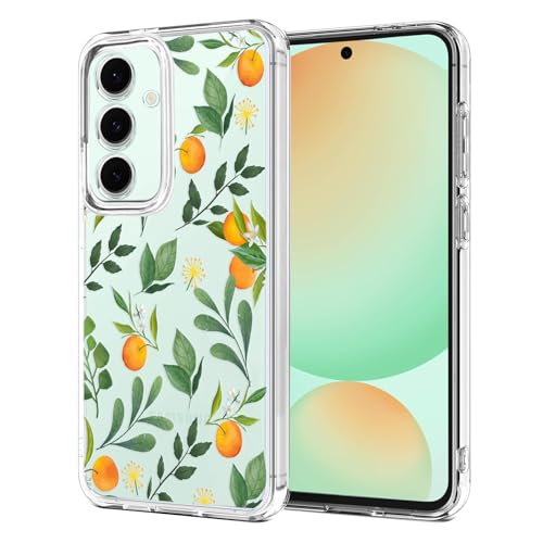 Unov Hülle Kompatibel mit Galaxy S24 FE Hülle klar Transparent Schlanke Schutzhülle Weich TPU Stoßstange Geprägtes das Muster Stoßdämpfung 6.7 Zoll (Zitrusgewächs Aroma) von Unov