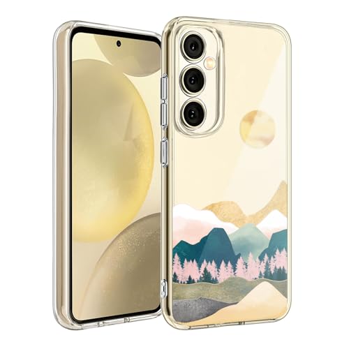 Unov Hülle Kompatibel mit Galaxy S25 Galaxy S24 Hülle klar Transparent Schlanke Schutzhülle Weich TPU Stoßstange Geprägtes das Muster Stoßdämpfung 6.2 Zoll (Sierra Berge) von Unov
