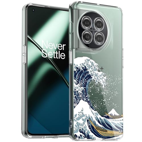 Unov Hülle Kompatibel mit OnePlus 11 Hülle klar Transparent Schlanke Schutzhülle Weich TPU Stoßstange Geprägtes das Muster Stoßdämpfung 6.7 Zoll (Große Welle) von Unov