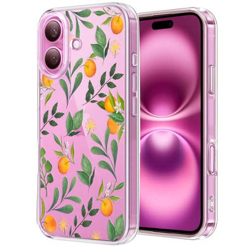 Unov Hülle Kompatibel mit iPhone 16 Plus Hülle klar Transparent Schlanke Schutzhülle Weich TPU Stoßstange Geprägtes das Muster Stoßdämpfung 6.7 Zoll (Zitrusgewächs Aroma) von Unov