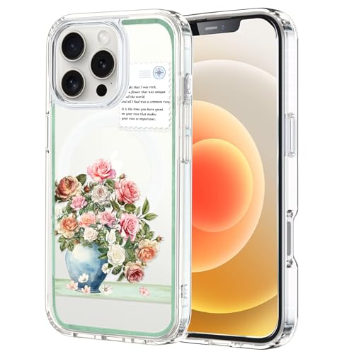 Unov Hülle Kompatibel mit iPhone 16 Pro Hülle klar Transparent Kompatibel mit Magsafe Geprägtes das Muster Stoßdämpfung Stoßfängerschutz Stoßfest rutschfest Schlanke Schutzhülle (Rosenstrauß) Unov Hülle Kompatibel mit iPhone 16 Pro Hülle klar Transparent Kompatibel mit Magsafe Geprägtes das Muster Stoßdämpfung Stoßfängerschutz Stoßfest rutschfest Schlanke Schutzhülle (Rosenstrauß) von Unov