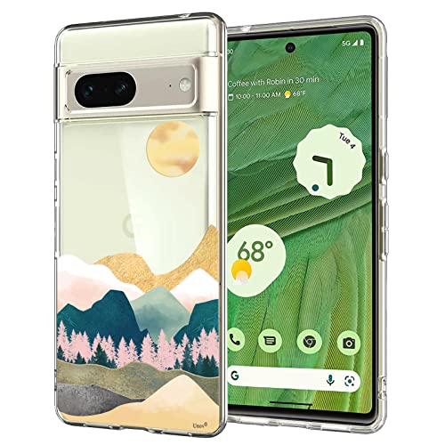 Unov Hülle Kompatibel mit Pixel 7 Hülle klar Transparent Schlanke Schutzhülle Weich TPU Stoßstange Geprägtes das Muster Stoßdämpfung 6.3 Zoll (Sierra Berge) von Unov