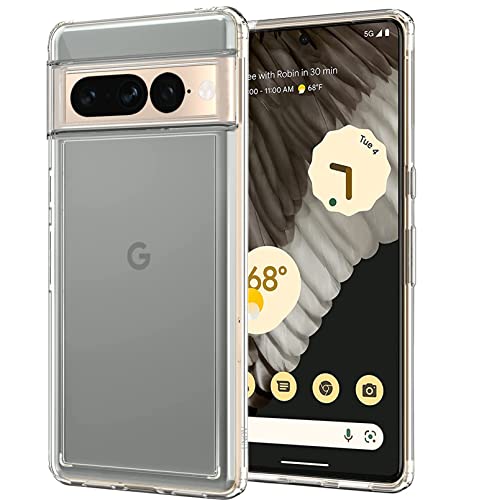 Unov Hülle Kompatibel mit Pixel 7 Pro Hülle Klar Bumper Schützend Vergilbungsfest Stoßfest Schmale Passform rutschfest (Kristall Klar) von Unov