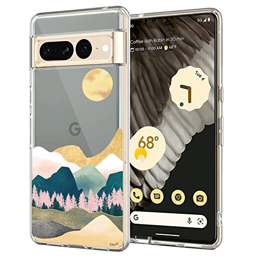 Unov Hülle Kompatibel mit Pixel 7 Pro Hülle klar Transparent Schlanke Schutzhülle Weich TPU Stoßstange Geprägtes das Muster Stoßdämpfung 6.7 Zoll (Sierra Berge) von Unov