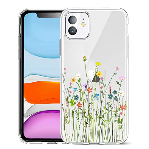 Unov Hülle Kompatibel mit iPhone 11 Hülle klar Transparent Schlanke Schutzhülle Weich TPU Stoßstange Geprägtes das Muster Stoßdämpfung 6.1 Zoll (Blumen Blumenstrauß) von Unov