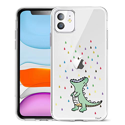 Unov Hülle Kompatibel mit iPhone 11 Hülle klar Transparent Schlanke Schutzhülle Weich TPU Stoßstange Geprägtes das Muster Stoßdämpfung 6.1 Zoll (Regenbogen Dinosaurier) von Unov