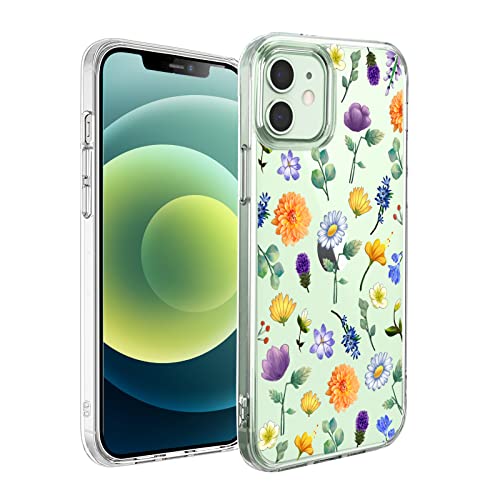 Unov Hülle Kompatibel mit iPhone 12 Mini Hülle klar Transparent Schlanke Schutzhülle Weich TPU Stoßstange Geprägtes das Muster Stoßdämpfung 5.4 Zoll (Blumen Garten) von Unov