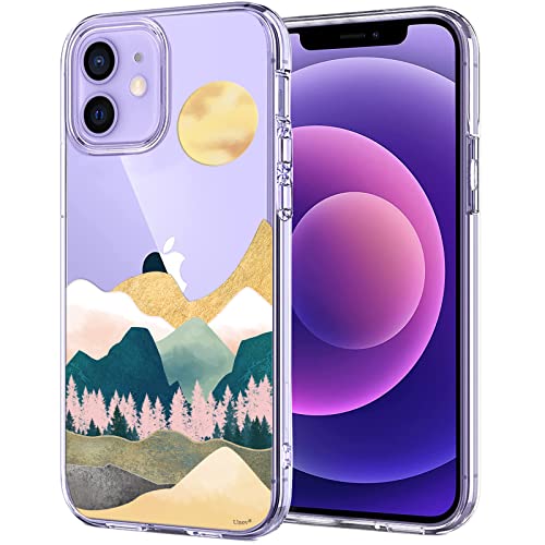 Unov Hülle Kompatibel mit iPhone 12 Mini Hülle klar Transparent Schlanke Schutzhülle Weich TPU Stoßstange Geprägtes das Muster Stoßdämpfung 5.4 Zoll (Sierra Berge) von Unov