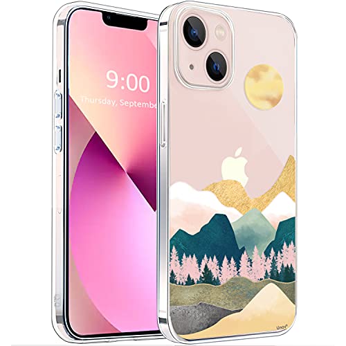 Unov Hülle Kompatibel mit iPhone 13 Mini Hülle klar Transparent Schlanke Schutzhülle Weich TPU Stoßstange Geprägtes das Muster Stoßdämpfung 5.4 Zoll (Sierra Berge) von Unov