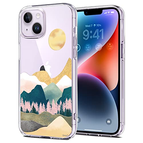 Unov Hülle Kompatibel mit iPhone 14 Hülle klar Transparent Schlanke Schutzhülle Weich TPU Stoßstange Geprägtes das Muster Stoßdämpfung 6.1 Zoll (Sierra Berge) von Unov