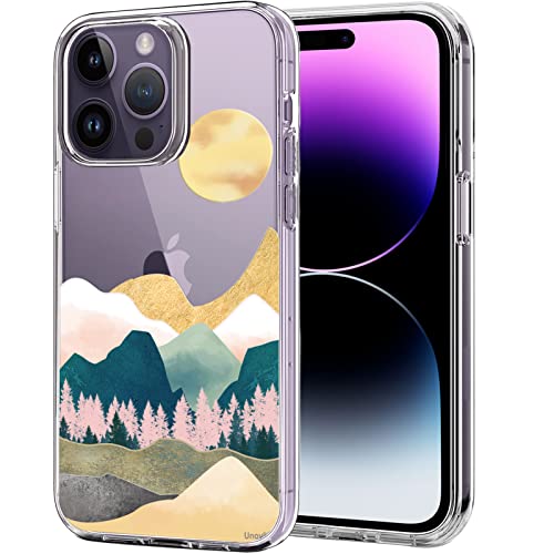 Unov Hülle Kompatibel mit iPhone 14 Pro Hülle klar Transparent Schlanke Schutzhülle Weich TPU Stoßstange Geprägtes das Muster Stoßdämpfung 6.1 Zoll (Sierra Berge) von Unov