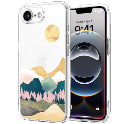 Unov Hülle Kompatibel mit iPhone 16e Hülle klar Transparent Schlanke Schutzhülle Weich TPU Stoßstange Geprägtes das Muster Stoßdämpfung 6.1 Zoll (Sierra Berge) von Unov