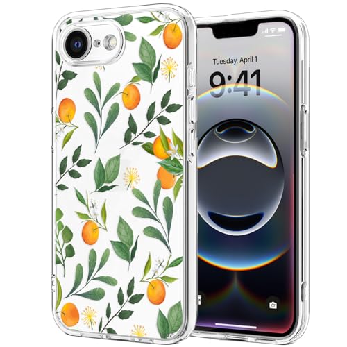 Unov Hülle Kompatibel mit iPhone 16e Hülle klar Transparent Schlanke Schutzhülle Weich TPU Stoßstange Geprägtes das Muster Stoßdämpfung 6.1 Zoll (Zitrusgewächs Aroma) von Unov