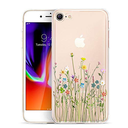 Unov Hülle Kompatibel mit iPhone SE (2022) (2020) iPhone 8 iPhone 7 Hülle klar Transparent Schlanke Schutzhülle Weich TPU Stoßstange Geprägtes das Muster Stoßdämpfung 4.7 Zoll (Blumen Blumenstrauß) von Unov