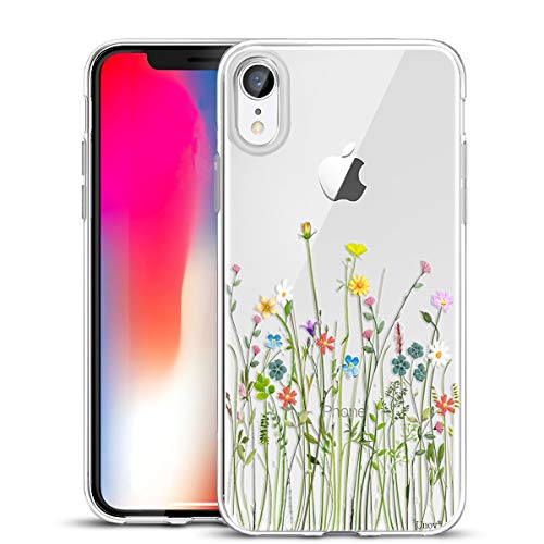 Unov Hülle Kompatibel mit iPhone XR Hülle klar Transparent Schlanke Schutzhülle Weich TPU Stoßstange Geprägtes das Muster Stoßdämpfung 6.1 Zoll (Blumen Blumenstrauß) von Unov