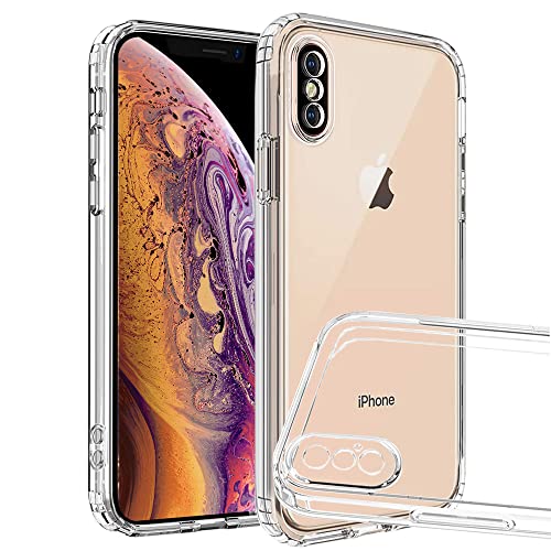 Unov Hülle Kompatibel mit iPhone XS iPhone X Hülle Klar Bumper Schützend Vergilbungsfest Stoßfest Schmale Passform rutschfest 5,8 Zoll (Kristall Klar) von Unov