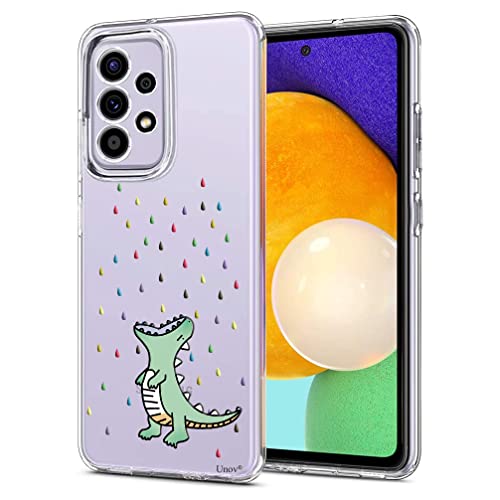 Unov Hülle kompatibel mit Samsung Galaxy A52 4G und 5G Klar mit Design Weich TPU Stoßdämpfung Dünn Prägemuster Schutzhülle Rückseite Cover Galaxy A52 4G/5G (Regenbogen Dinosaurier) von Unov