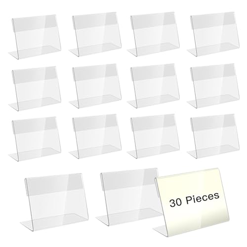 30 Stück Acryl Etikettenhalter Buffet Schilder Preisschilder Aufsteller Namensschilder Tisch Acryl Aufsteller Transparent Halter Visitenkarten-Display für büro Ladengeschäft und Supermarkt (9 x 6cm) von Unpoten