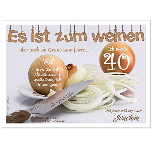 Einladungskarten für Erwachsene, JEDES Alter möglich, lustig originell 30 50 70 - runder Geburtstag, 20 Karten - 17 x 12 cm von Unser-Festtag