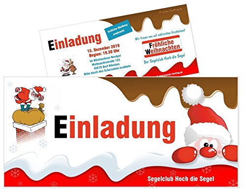 Lustige, Witzige Einladungskarten für Geburtstag Weihnachten - kostenloser Eindruck Ihres Textes - 10 Stück, DIN lang 210 x 99 mm von Unser-Festtag